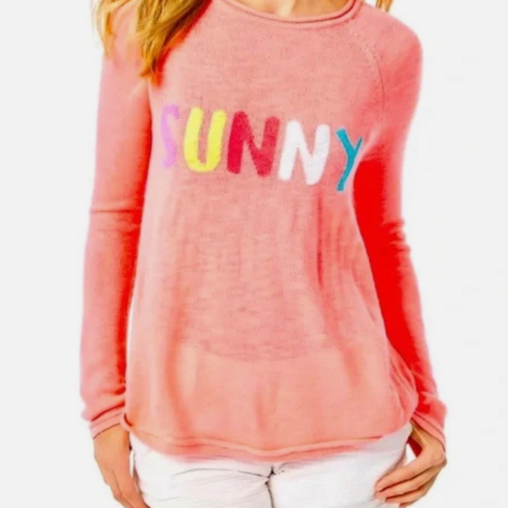 Lilly Pulitzer Pink Sweater with Colorful 'SUNNY' Design